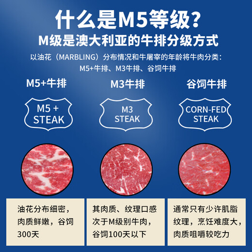 肉鲜厨师 和牛M5谷饲原切牛肉片净重2斤(250g*4) 澳洲肥牛雪花