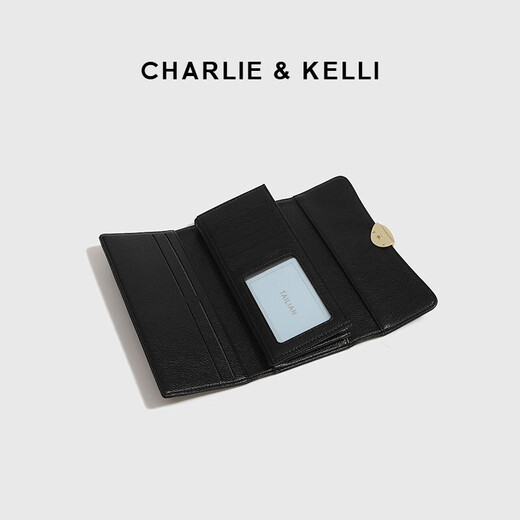 CHARLIE&KELLI brand CK light luxury bag women's bag 2025 new coin purse long simple multi-card slot clutch black Bakura Sufa brand gift bag