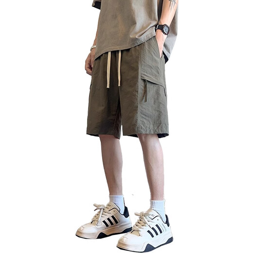Jeanswest Workwear Shorts Herren Sommer 2025 NEUE ICE SILD COOL CLASSIGKEITEN HALLE HOLLEN MENSCHE VON MENSCHLICHE VERSATILE Fünf-Punkte-Hosen DK701 Grün 3xl Größe (170 ~ 190jin [Jin gleich 0,5 kg] tragbar)