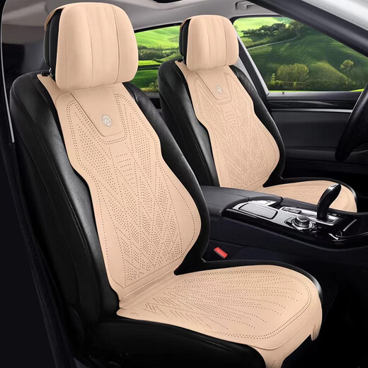 Shantou Lincun car seat cushion, suitable for all seasons, suede leather, breathable, high-end saddle cushion, suede perforated seat cover, winter small waist, business gray (full car, five seats)