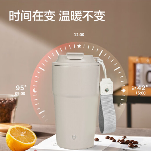 Jingdong-made coffee cup 316 stainless steel thermos cup portable water cup 480ml silver gray