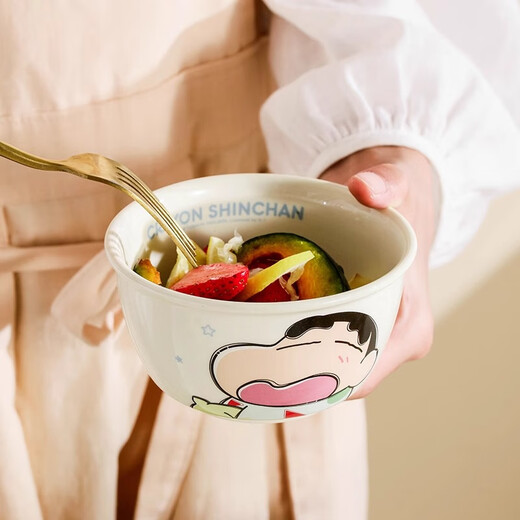 艺品创陶瓷饭碗家用新款个人专用釉下彩卡通可爱儿童米饭碗辅食碗套装 抱抱+睡衣+搞怪+玩笔各一个