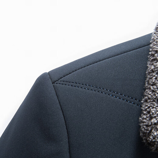 ROMON velvet thickened lapel jacket for men in autumn and winter, middle-aged and elderly business warm cotton coat, grandpa jacket and daddy outfit, navy blue L 175 (suitable for 100-120 Jin Jin equals 0.5 kg)