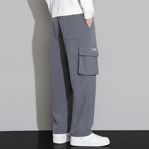 Pantalones de trabajo de pájaros carpinteros para hombres en primavera y verano Nuevos pantalones casuales de trabajo recto para hombres con pantalones largos simples y versátiles de moda de moda 9930 gris 2xl