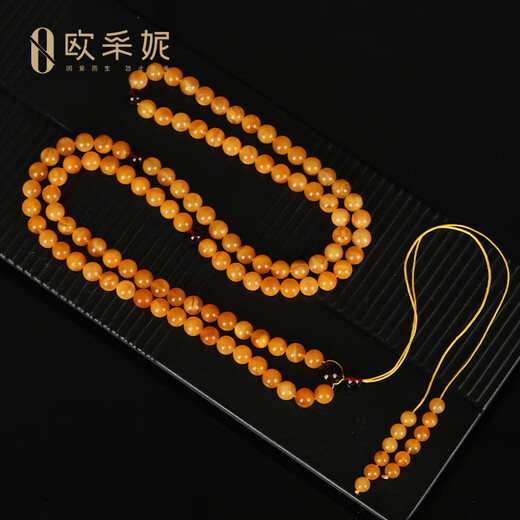 OUCERNY beeswax bracelet collectible presbyopia wax 108 old wax multi-circle natural amber honey-filled bracelet orphan natural orphan one item one certificate one shot 24.99g 6.5mm+