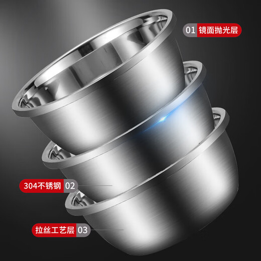 304 stainless steel basin with cover basin and basin seasoning basin wash basin kitchen multi-purpose basin extra thick and deep soup basin 20cm 304 thickened solid basin