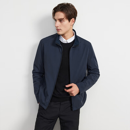 HECHTER business casual jacket men's three-proof old money style spring and autumn jacket easy care stand collar high-end executive new style royal blue three-proof style XL (52)