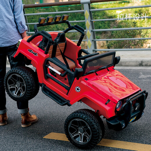 WENXIER Wrangler children's electric vehicle off-road vehicle can seat four-wheeled baby toy car two-seater children's remote control car white + luminous wheels