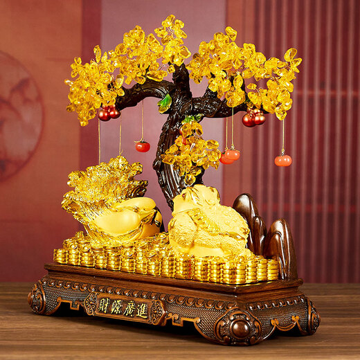 铜雀天骄金蟾白菜发财树开业招财大摆件新店公司开业大吉礼物乔迁高档礼品 财源广进尺寸约35*15*36cm