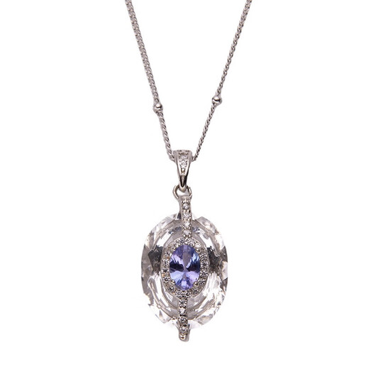 Pop S925 sterling silver natural tanzanite white crystal colored treasure necklace women's niche design light luxury pendant temperament chain necklace