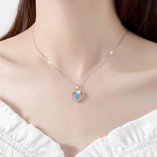 Farcoko platinum necklace for women PT950 clavicle chain platinum jewelry heart-warming birthday Chinese Valentine's Day gift for girlfriend Platinum necklace + sky blue rose gift box