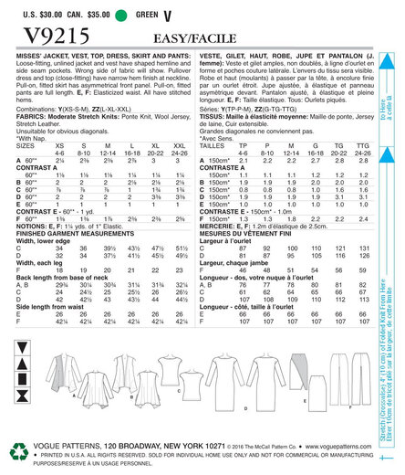 Vogue Patterns Vogue 9215 Y 女式上衣