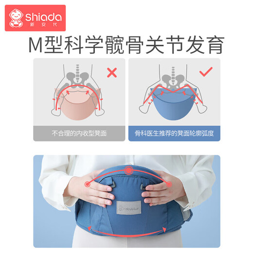 Taburete de cintura para bebés de Xin'an Baby sosteniendo artefacto multifunción Multifunción frontal El amortiguador de choque amortiguador colchón de asiento de asiento de silicona Anti-slip asiento [toalla de saliva de algodón puro] Almacenamiento de gris transpirable