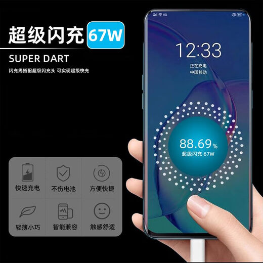 Congyue suitable for OPPO100W/80W/67W data cable FindX5/X6Pro/Reno15/8/9/10Pro charging cable Realme 10/GTneo5SE/GT5Pro flash charging cable flash charging cable 1.5 meters OP