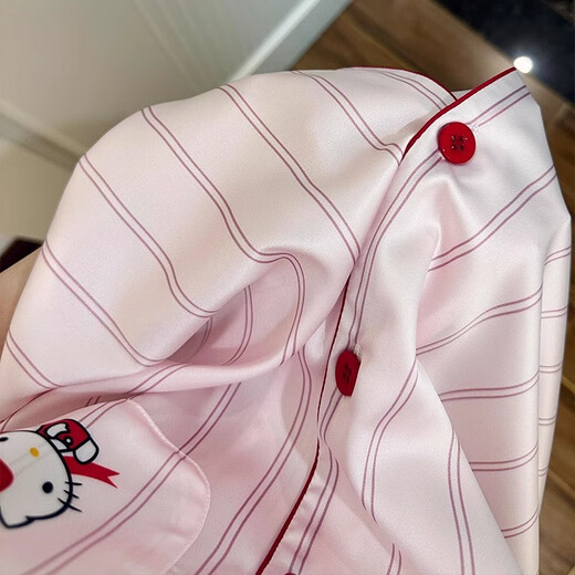 梦特娇（MONTAGUT）甜美可爱Kitty冰丝睡衣女2025新款感夏天薄款家居服套装 kad#13546 均码 m建议75-95斤