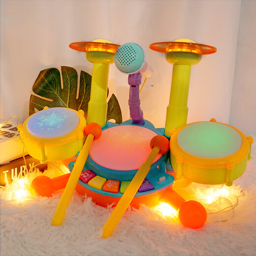 Meibosen Kinder-Drum Stand Baby über 6 Monate Early Early Education Hand-Paining Drum Baby Beats Jazz Drum Instrument Toys Upgrade-Piano Drum-Ivory White [Aufladen Version]