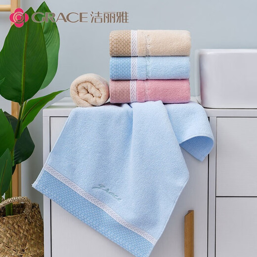 洁丽雅 GRACE直销家用纯棉毛巾柔软吸水不掉毛面巾礼品绣字批发 9215红色 72*34