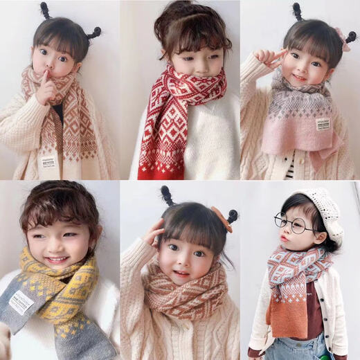 Quetong boys and girls scarf autumn and winter thick baby versatile Korean style trendy children's warm scarf children's boys colorful blue