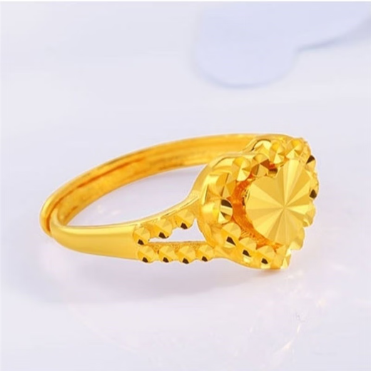 2025 new Hong Kong duty-free ring golden love gold-plated jewelry fashionable heart-shaped adjustable sand gold gift