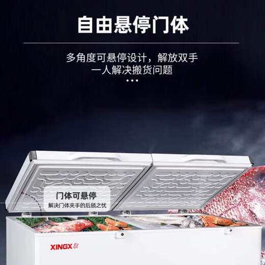 Freezer Xingxing (XingX) Recién mejorado Comercial Horizontal Gran capacidad Eficiencia energética de primer nivel de 500 litros o más -35 Freezer congelador Freeler de temperatura única Refrigeration Freezer Gabinete de té Modelo-35 丨 718g 丨 1 nivel Longitud de eficiencia de energía 1.955m 1.95m