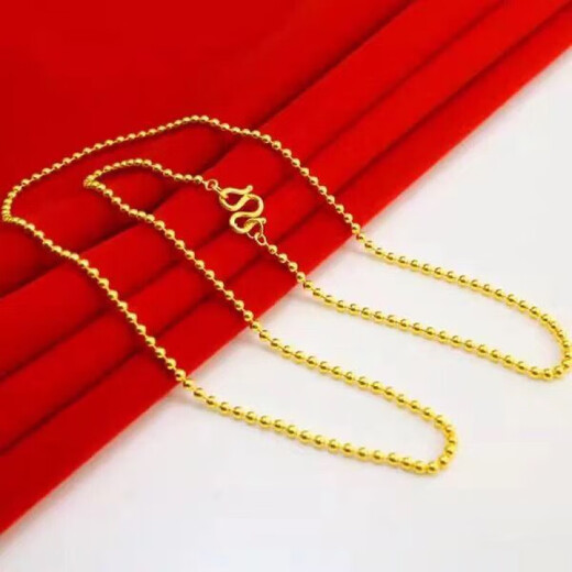 Yulong Gold Store model 999 gold-wrapped silver water wave necklace women's personalized round bead chain clavicle chain gold bag silver does not fall off Chopin chain water wave chain 45 cm about 5 grams