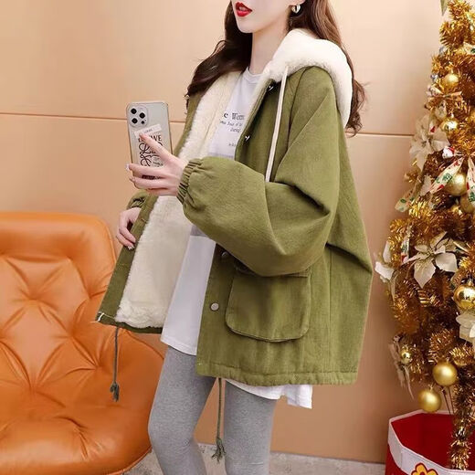 Modal Parker Jacket Women's 2025 Autumn and Winter New Velvet Thickened Cotton Clothes Loose Fashionable Lazy Style Casual Cotton Clothes Brown Velvet Thickened M Recommended 100-115 Jin Jin equals 0.5 kg