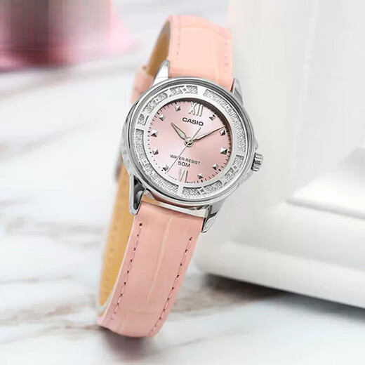 卡西欧（CASIO）手表女士SHEEN简约休闲时尚学生防水考试指针石英手表送女友礼物 LTP-1391L-4A粉色皮带