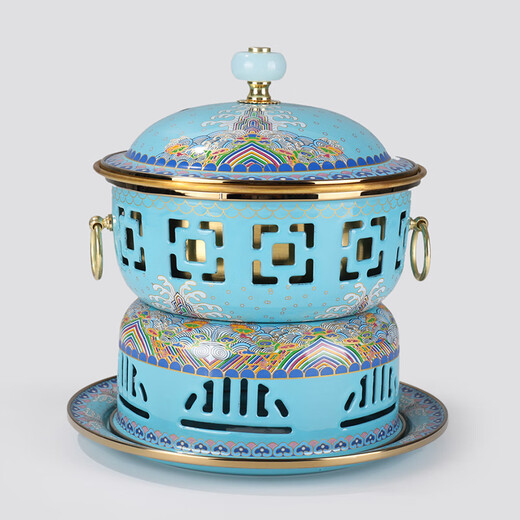 Xingshui Copper Art cloisonné copper hot pot thickened pure copper enamel alcohol hot pot one person one pot red copper single small hot pot Chinese style white single pot 18cm