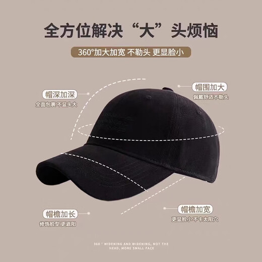 目丸棒球帽男2025新款复古水洗磨毛防晒鸭舌帽韩版百搭大头围帽子男潮 1#深灰色