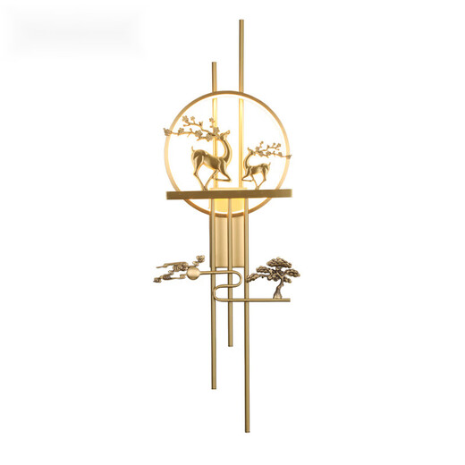 Yichen customized all-copper modern minimalist living room wall lamp creative bedroom bedside living room lamp grille TV sofa background wall all-copper wall lamp 80 high warm light