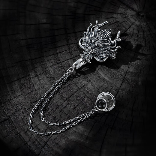 Mingyang Decorative Sea MYSH 925 silver 3D dragon head brooch men's original design high-end suit pin birthday gift dragon head brooch + brand black gift box