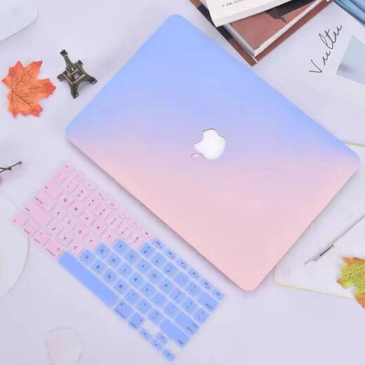 Adecuado para MacBook Protective Case Apple Computer Case M1Pro13 Apple Laptop 2024 New AI [Gradge Pink Blue] Cheese Keyboard Film y Dust Plug Old Pro13 [A1278]