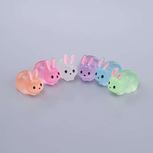 Office decoration mini ornaments luminous rabbit ornaments desktop glowing crystal animal doll play color luminous fat rabbit 30 mixed colors