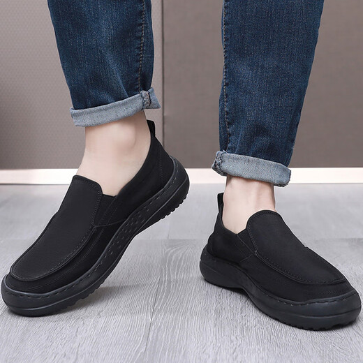 Qianpai alter Peking-Stoffschuhe Herrenschuhe ein Fuß weicher Sohle Nicht-Schlupf-Freizeitschuhe die ganze Saison Leichte, atmungsaktiv
