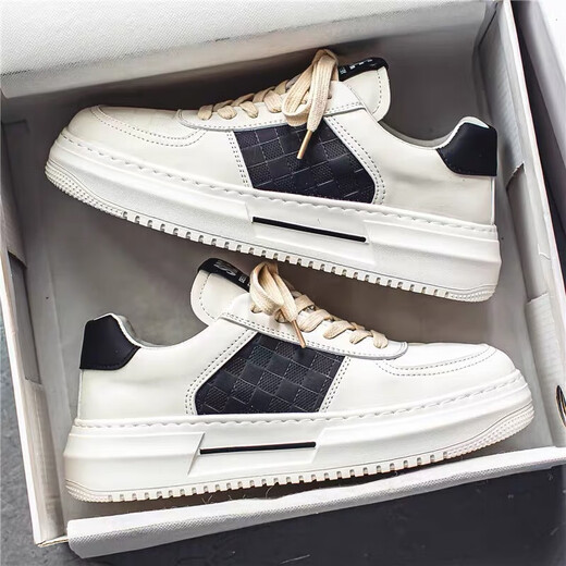 Men's shoes, autumn and winter new trendy versatile shoes, men's thick-soled height-enhancing white shoes, sports and casual dad shoes, men 9906 white and green 43
