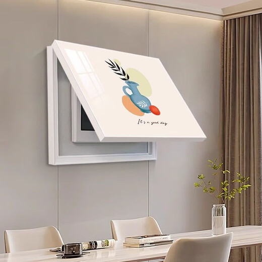 Power box cover, electric meter box, decorative painting, punch-free, dining room, living room, hanging painting, distribution box decoration, 50*40 can accommodate 42*32 flip-up black frame