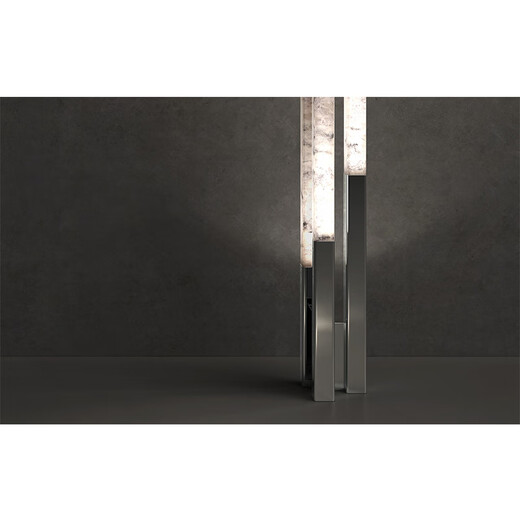 Hongdeng Lampadaire en marbre espagnol en acier inoxydable en prêt simple modèle design chambre bureau de vente villa lampe de salon champagne brossé or + imitation marbre D200*H1550MM