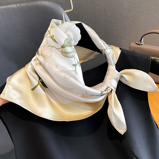 GIAVENTOLA silk scarf for women mulberry silk 100% silk with sunscreen small square scarf for girlfriend elder mother gift box beige
