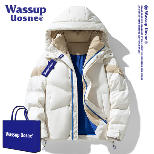 WASSUP UOSNE官方潮牌羽绒服男女款冬季美系免洗PU皮90鸭绒派克服飞行员外套男 9227哑光黑（90%鸭绒） M （建议120-145斤）