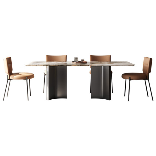 
Gaode Meiju New Pearl Italian Rock Table New Pearl 2025 new high-end minimalist dining table modern dining table chair combination 160*80 (New Pearl)+CY-724*4