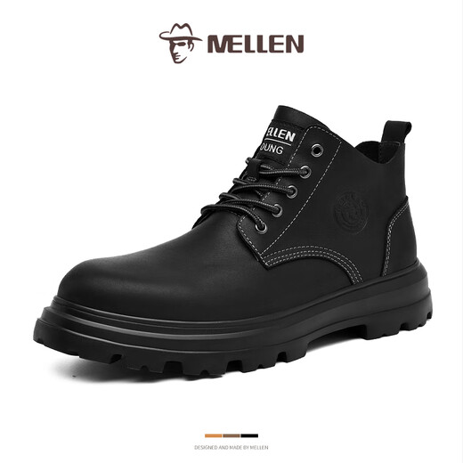
Minglang MELLEN men's boots Martin boots winter versatile retro workwear couple's snow boots heightened outdoor mid-to-high top hiking shoes black 42