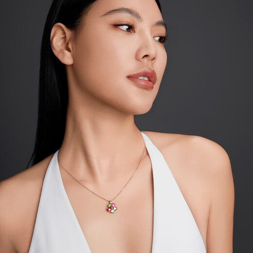 Yicai Jewelry Natural Tourmaline Necklace for Women 18K Gold Inlaid Diamond Pendant Birthday Gift for Girlfriend 3.6 Carat Colored Tourmaline Pre-sale Pendant Pre-sale