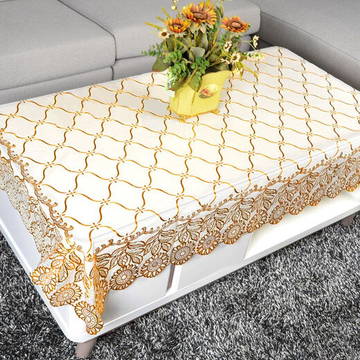 Yudou coffee table tablecloth waterproof, anti-scald and anti-oil dining table mat TV cabinet tablecloth tablecloth plastic bedside table cover rectangular peacock gold flower 135*180cm