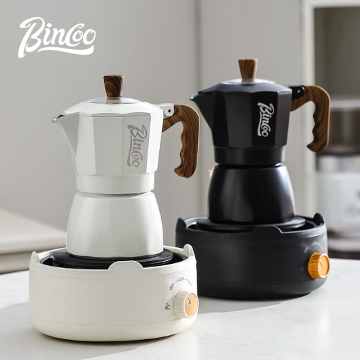 Bincoo double-valve Moka pot espresso coffee pot extraction household iced American coffee outdoor camping equipment [2 people] three generations of black double valve 6-piece set