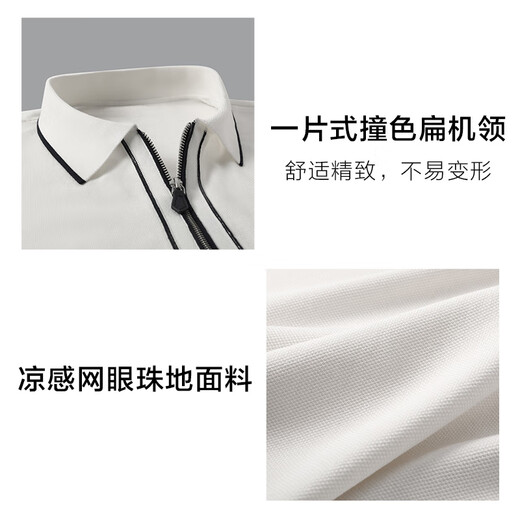 布先生凉感商务翻领短袖T恤春夏新款男士上衣白色半袖AT12123 白色 2XL (185)