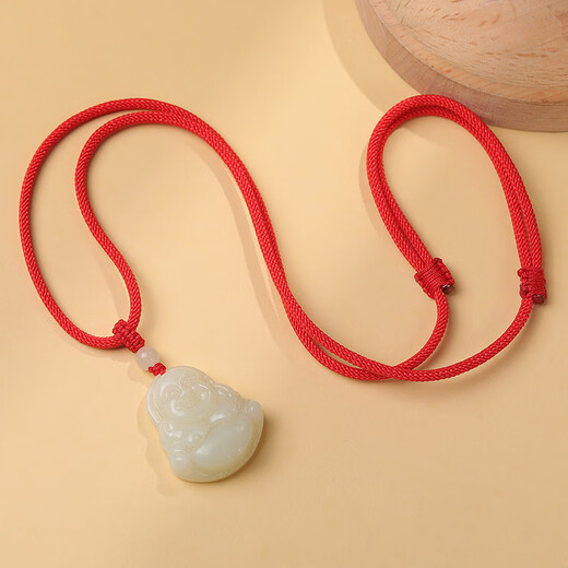 Tang Huisser hand-woven peace buckle pendant lanyard jade jade pendant adjustable red rope halter necklace rope for men and women 2mm peace red-Jiahetian jade