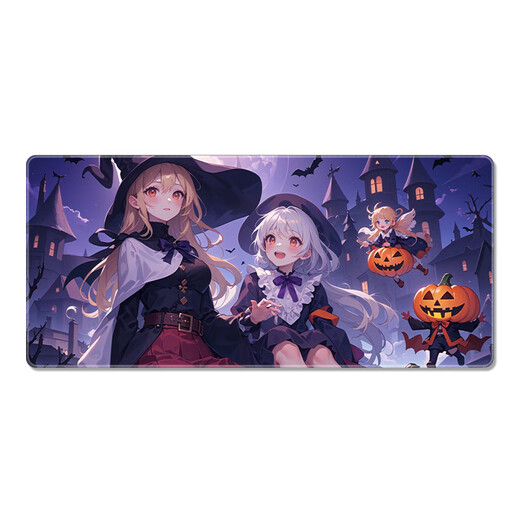 Three-color cat cartoon mouse pad super large 2D student men and women can customize computer keyboard pad notebook desk pad e-sports non-slip thickened wrist guard pad cartoon game lock edge cute 12185 Halloween 26 cm x 21 cm x 3 mm