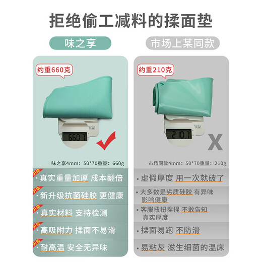 
Thickened household silicone pad kneading pad baking panel and chopping board plastic food grade kitchen large rolling noodles - 50*70 [about 719g] Thickened 5MM