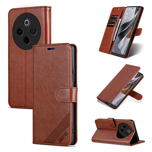 AZNS vivo Y300Pro flip leather case mobile phone case y300Pro+ 5G protection anti-fall front and rear full coverage V2410A soft shell rollover wallet style new business men and women brown