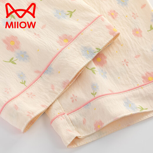 猫人（MiiOW）棉绸睡裤夏季女款2025新款薄款大码可外穿遛弯裤休闲碎花家居短裤 DK689+DK690【两件更】 L 165 100-120